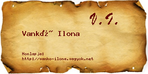 Vankó Ilona névjegykártya